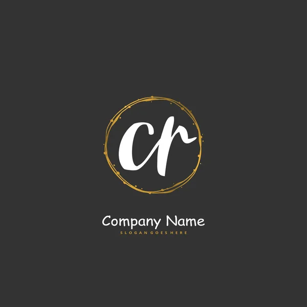 初期のC Cr手書きとサークル付きの署名ロゴデザイン ファッション チーム 結婚式 高級ロゴのための美しいデザイン手書きのロゴ — ストックベクタ
