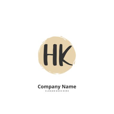 H K HK el yazısı ve daireyle imzalı logo tasarımı. Moda, takım, düğün, lüks logo için güzel tasarım logosu.