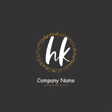 H K HK el yazısı ve daireyle imzalı logo tasarımı. Moda, takım, düğün, lüks logo için güzel tasarım logosu.