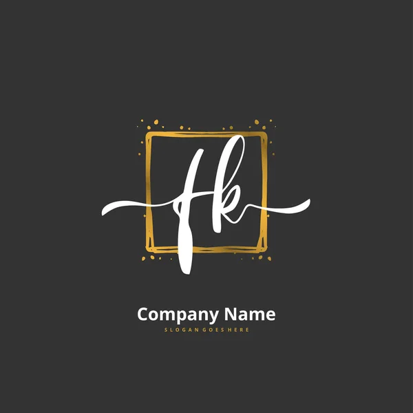 初期F Fk手書きとサークルと署名のロゴデザイン ファッション チーム 結婚式 高級ロゴのための美しいデザイン手書きのロゴ — ストックベクタ