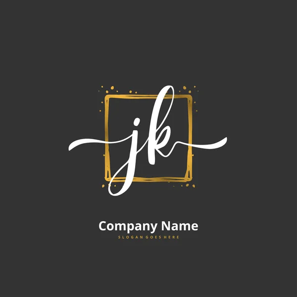 初期J Jk手書きとサークル付きの署名ロゴデザイン ファッション チーム 結婚式 高級ロゴのための美しいデザイン手書きのロゴ — ストックベクタ