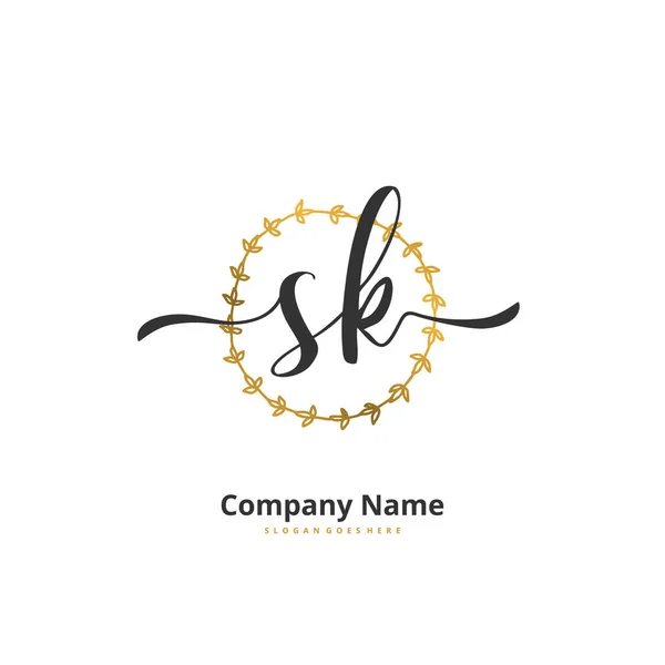 Iniziale Calligrafia Firma Logo Design Con Cerchio Bella Progettazione Logo — Vettoriale Stock