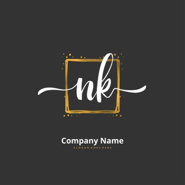 Baş harfi N K NK el yazısı ve daireyle imzalı logo tasarımı. Moda, takım, düğün, lüks logo için güzel tasarım logosu.