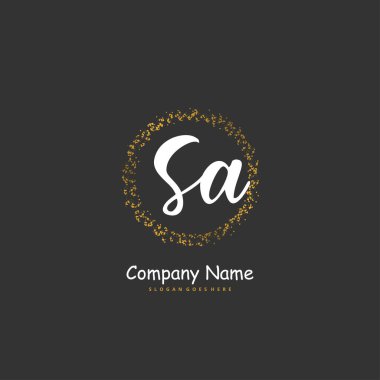S A SA el yazısı ve daireyle imzalı logo tasarımı. Moda, takım, düğün, lüks logo için güzel tasarım logosu.