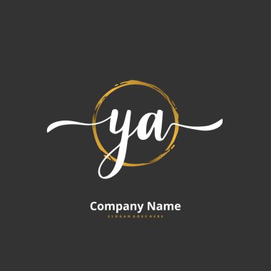 Y harfiyle başlayan YA el yazısı ve daire şeklinde imzalı logo tasarımı. Moda, takım, düğün, lüks logo için güzel tasarım logosu.
