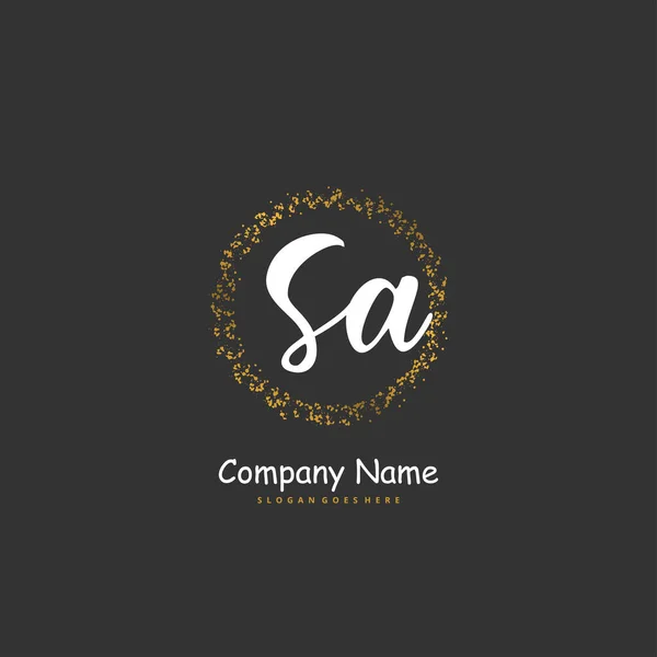 初期S円とSa手書きと署名のロゴデザイン ファッション チーム 結婚式 高級ロゴのための美しいデザイン手書きのロゴ — ストックベクタ