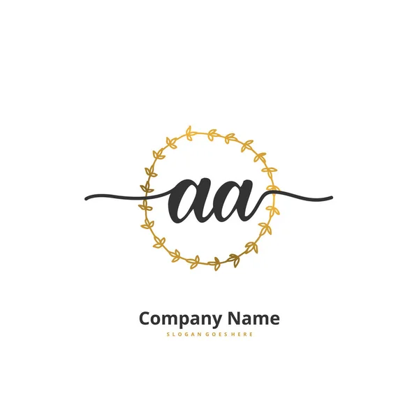 Initiaal Een Handschrift Handtekening Logo Ontwerp Met Cirkel Mooi Design — Stockvector