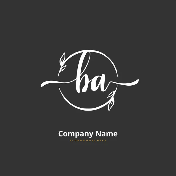 初期のB Ba手書きとサークルと署名のロゴデザイン ファッション チーム 結婚式 高級ロゴのための美しいデザイン手書きのロゴ — ストックベクタ