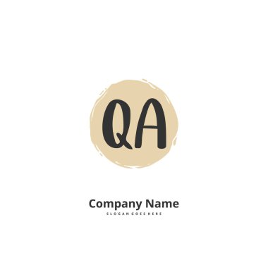 Çemberli Q-A el yazısı ve imza logosu tasarımı. Moda, takım, düğün, lüks logo için güzel tasarım logosu.