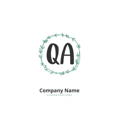 Çemberli Q-A el yazısı ve imza logosu tasarımı. Moda, takım, düğün, lüks logo için güzel tasarım logosu.