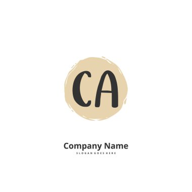 C A CA el yazısı ve daireyle imzalı logo tasarımı. Moda, takım, düğün, lüks logo için güzel tasarım logosu.