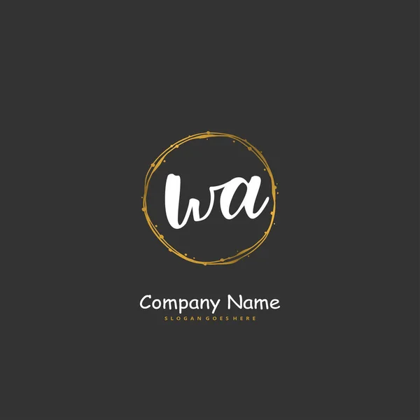 初期W輪付きWa手書きと署名のロゴデザイン ファッション チーム 結婚式 高級ロゴのための美しいデザイン手書きのロゴ — ストックベクタ