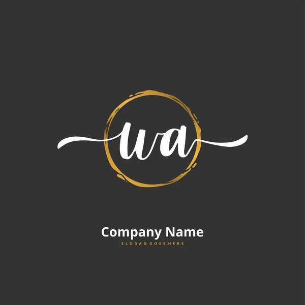 Inicial Diseño Logotipo Escritura Firma Con Círculo Logotipo Escrito Mano — Vector de stock