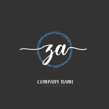 Z A ZA el yazısı ve daire şeklinde imzalı logo tasarımı. Moda, takım, düğün, lüks logo için güzel tasarım logosu.