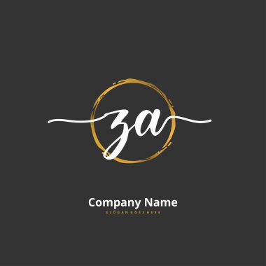 Z A ZA el yazısı ve daire şeklinde imzalı logo tasarımı. Moda, takım, düğün, lüks logo için güzel tasarım logosu.