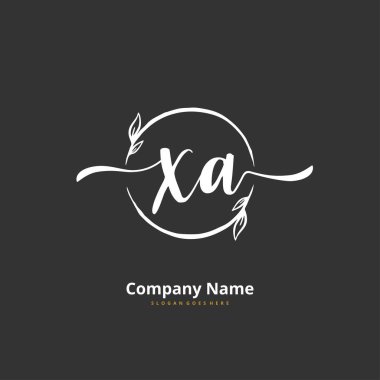 X A XA el yazısı ve daire şeklinde imzalı logo tasarımı. Moda, takım, düğün, lüks logo için güzel tasarım logosu.