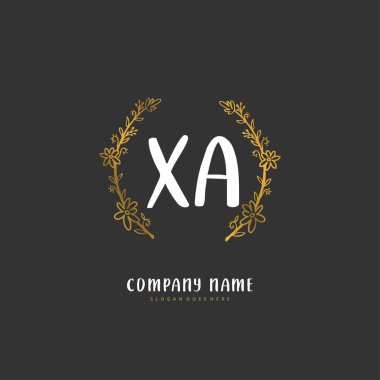 X A XA el yazısı ve daire şeklinde imzalı logo tasarımı. Moda, takım, düğün, lüks logo için güzel tasarım logosu.