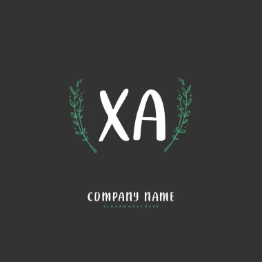 X A XA el yazısı ve daire şeklinde imzalı logo tasarımı. Moda, takım, düğün, lüks logo için güzel tasarım logosu.