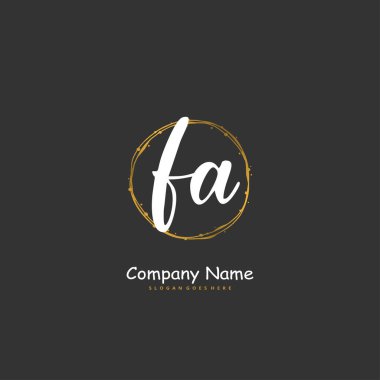 F A FA el yazısı ve daire şeklinde imzalı logo tasarımı. Moda, takım, düğün, lüks logo için güzel tasarım logosu.