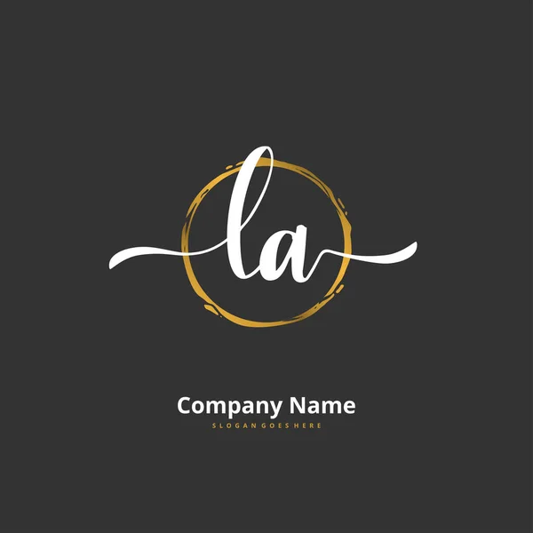Inicial Diseño Logotipo Firma Letra Con Círculo Logotipo Escrito Mano — Vector de stock