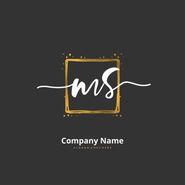 M S MS İlk el yazısı ve daireyle imzalı logo tasarımı. Moda, takım, düğün, lüks logo için güzel tasarım logosu.