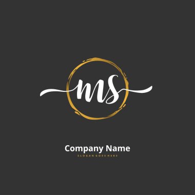 M S MS İlk el yazısı ve daireyle imzalı logo tasarımı. Moda, takım, düğün, lüks logo için güzel tasarım logosu.