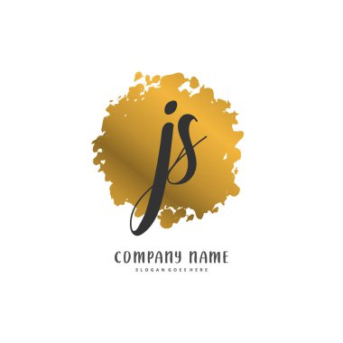 J S JS İlk el yazısı ve daireyle imzalı logo tasarımı. Moda, takım, düğün, lüks logo için güzel tasarım logosu.