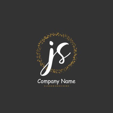 J S JS İlk el yazısı ve daireyle imzalı logo tasarımı. Moda, takım, düğün, lüks logo için güzel tasarım logosu.
