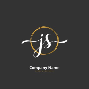 J S JS İlk el yazısı ve daireyle imzalı logo tasarımı. Moda, takım, düğün, lüks logo için güzel tasarım logosu.