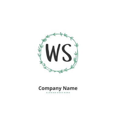 W S WS İlk el yazısı ve daireyle imzalı logo tasarımı. Moda, takım, düğün, lüks logo için güzel tasarım logosu.