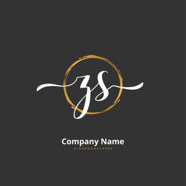 Z S ZS İlk el yazısı ve daireyle imzalı logo tasarımı. Moda, takım, düğün, lüks logo için güzel tasarım logosu.
