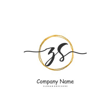 Z S ZS İlk el yazısı ve daireyle imzalı logo tasarımı. Moda, takım, düğün, lüks logo için güzel tasarım logosu.