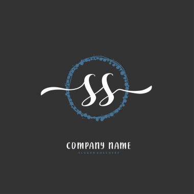S SS ilk el yazısı ve daire şeklinde imzalı logo tasarımı. Moda, takım, düğün, lüks logo için güzel tasarım logosu.