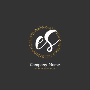 E S E. İlk el yazısı ve daireyle imzalı logo tasarımı. Moda, takım, düğün, lüks logo için güzel tasarım logosu.