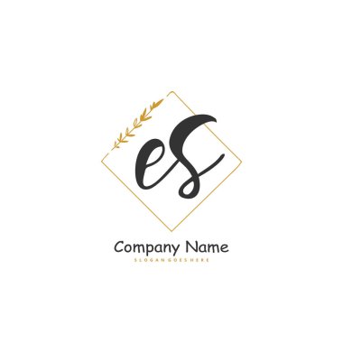 E S E. İlk el yazısı ve daireyle imzalı logo tasarımı. Moda, takım, düğün, lüks logo için güzel tasarım logosu.