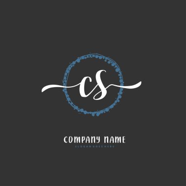 C S CS İlk el yazısı ve daireyle imzalı logo tasarımı. Moda, takım, düğün, lüks logo için güzel tasarım logosu.