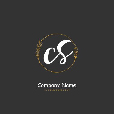 C S CS İlk el yazısı ve daireyle imzalı logo tasarımı. Moda, takım, düğün, lüks logo için güzel tasarım logosu.