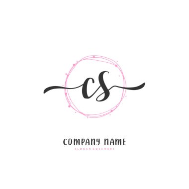 C S CS İlk el yazısı ve daireyle imzalı logo tasarımı. Moda, takım, düğün, lüks logo için güzel tasarım logosu.