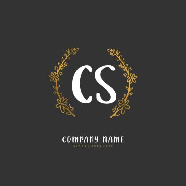 C S CS İlk el yazısı ve daireyle imzalı logo tasarımı. Moda, takım, düğün, lüks logo için güzel tasarım logosu.