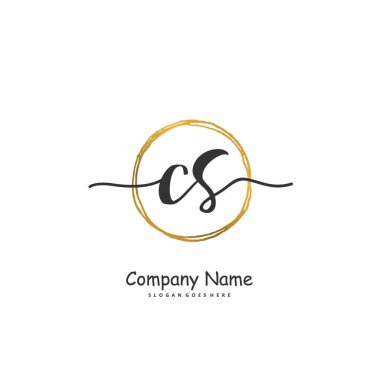 C S CS İlk el yazısı ve daireyle imzalı logo tasarımı. Moda, takım, düğün, lüks logo için güzel tasarım logosu.