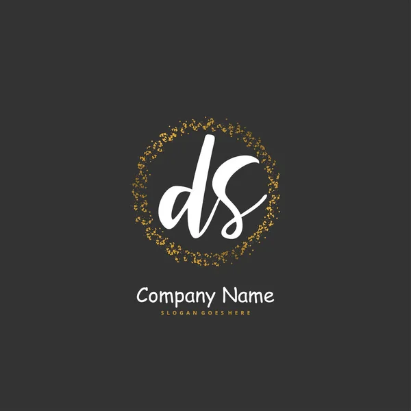 Ds円と初期手書きと署名のロゴデザイン ファッション チーム 結婚式 高級ロゴのための美しいデザイン手書きのロゴ — ストックベクタ