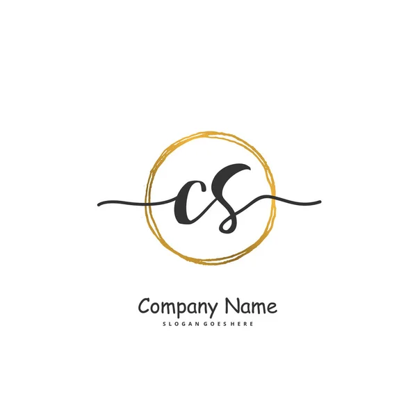 Diseño Inicial Del Logotipo Letra Firma Con Círculo Logotipo Escrito — Vector de stock