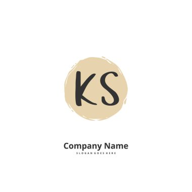 K S KS İlk el yazısı ve daireyle imzalı logo tasarımı. Moda, takım, düğün, lüks logo için güzel tasarım logosu.