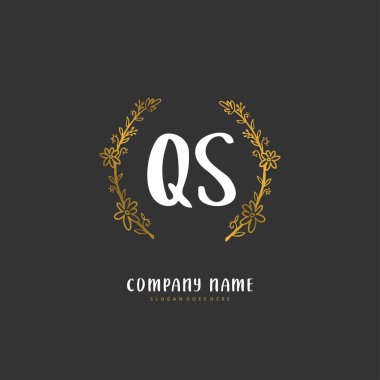 Q S QS İlk el yazısı ve daireyle imzalı logo tasarımı. Moda, takım, düğün, lüks logo için güzel tasarım logosu.