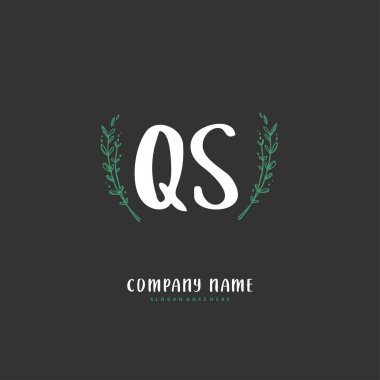 Q S QS İlk el yazısı ve daireyle imzalı logo tasarımı. Moda, takım, düğün, lüks logo için güzel tasarım logosu.