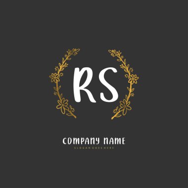 R S RS ilk el yazısı ve dairesel logo tasarımı. Moda, takım, düğün, lüks logo için güzel tasarım logosu.