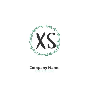 X S XS İlk el yazısı ve daireyle imzalı logo tasarımı. Moda, takım, düğün, lüks logo için güzel tasarım logosu.