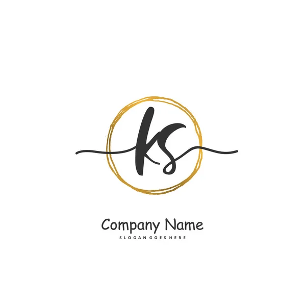 Aanvankelijk Handschrift Handtekening Logo Ontwerp Met Cirkel Mooi Design Handgeschreven — Stockvector