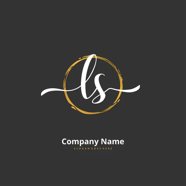 Diseño Inicial Del Logotipo Letra Firma Con Círculo Logotipo Escrito — Vector de stock