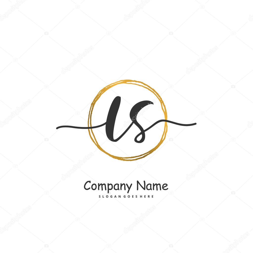 L S LS Initial handwriting and signature logo design with circle. Beautiful design handwritten logo for fashion, team, wedding, luxury logo.